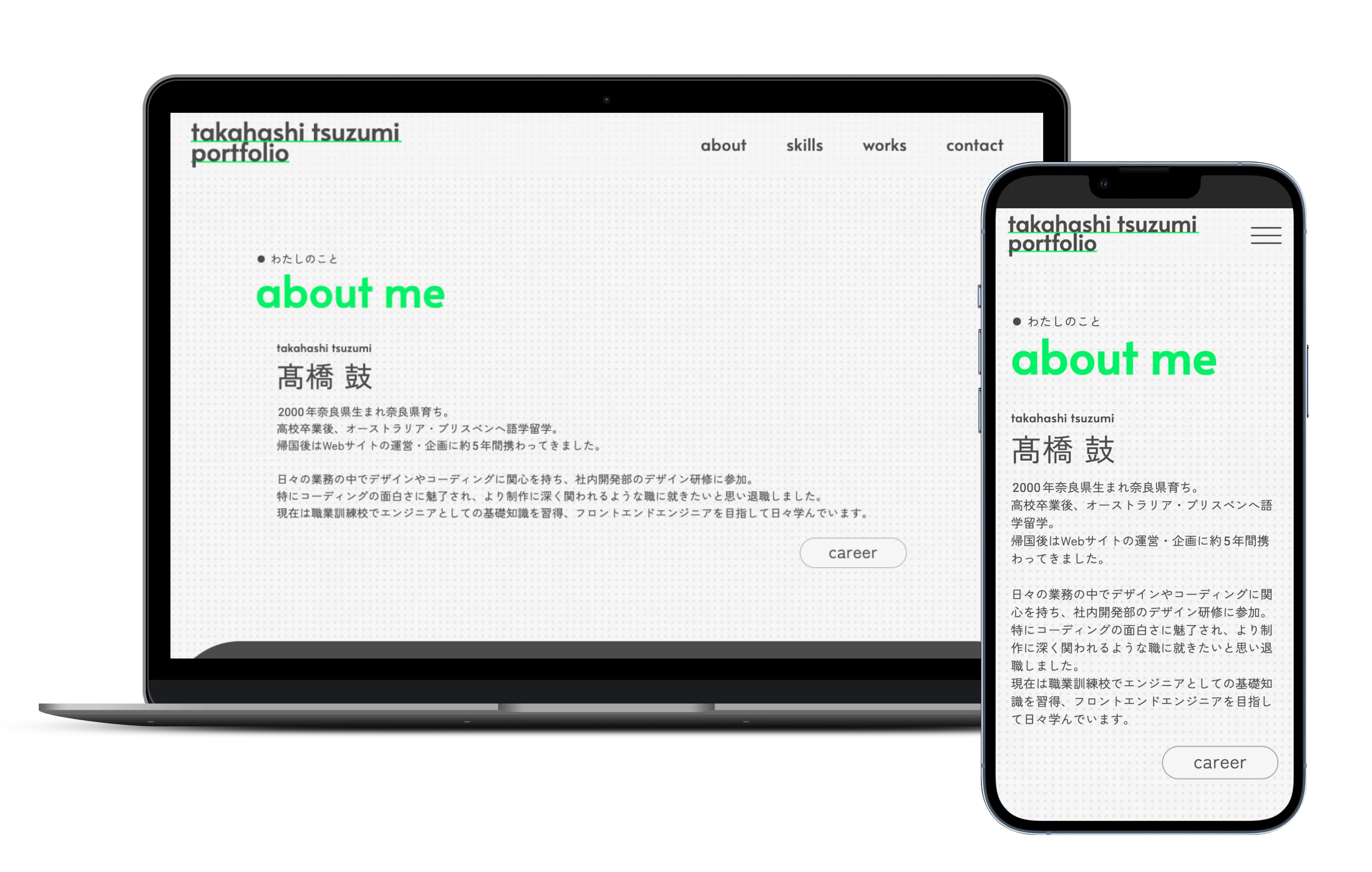 ポートフォリオサイトのレスポンシブ表示モックアップ